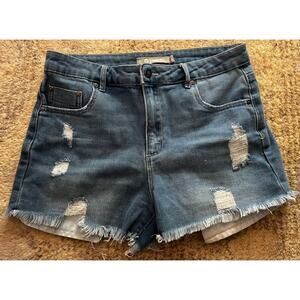 TRACTR High Rise Destruct Weekender Girls Denim Shorts